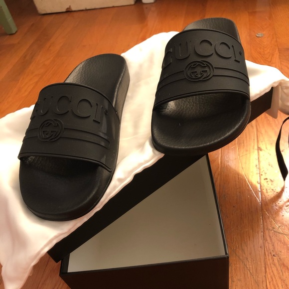 Gucci Shoes - Gucci logo rubber slide sandal